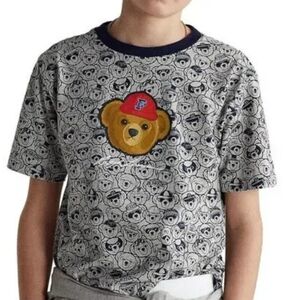 Polo by Ralph Lauren Gray Allover Bear Graphic Tee with Yellow Bear Patch